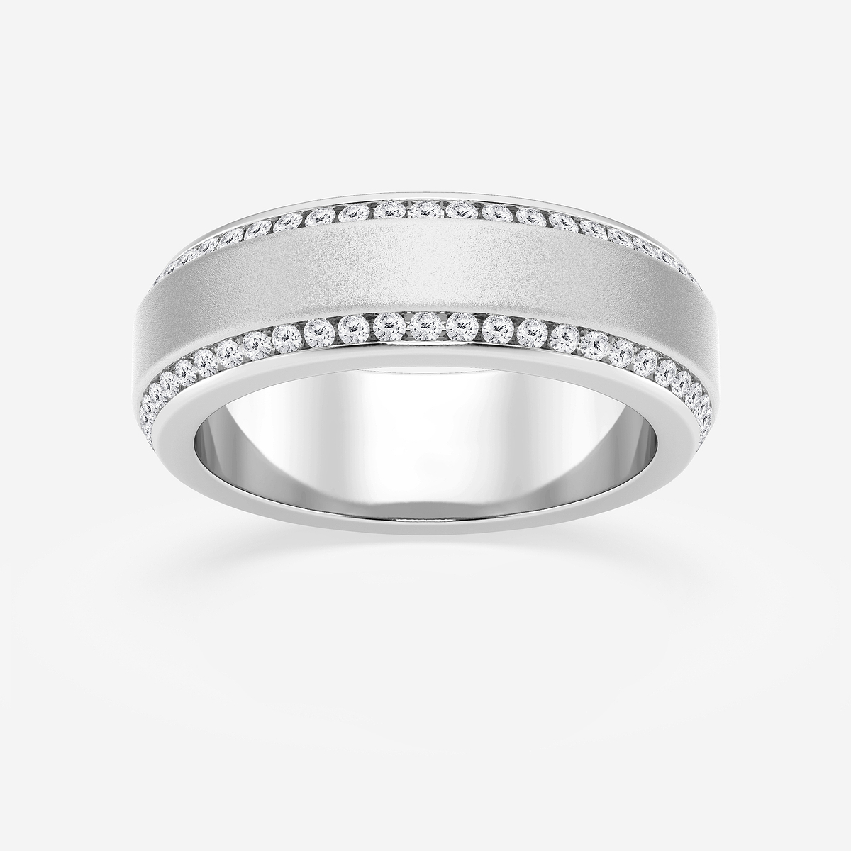 1 ctw Round Lab Grown Diamond 7mm Beveled Edge Sandblast Finish Eternity Band